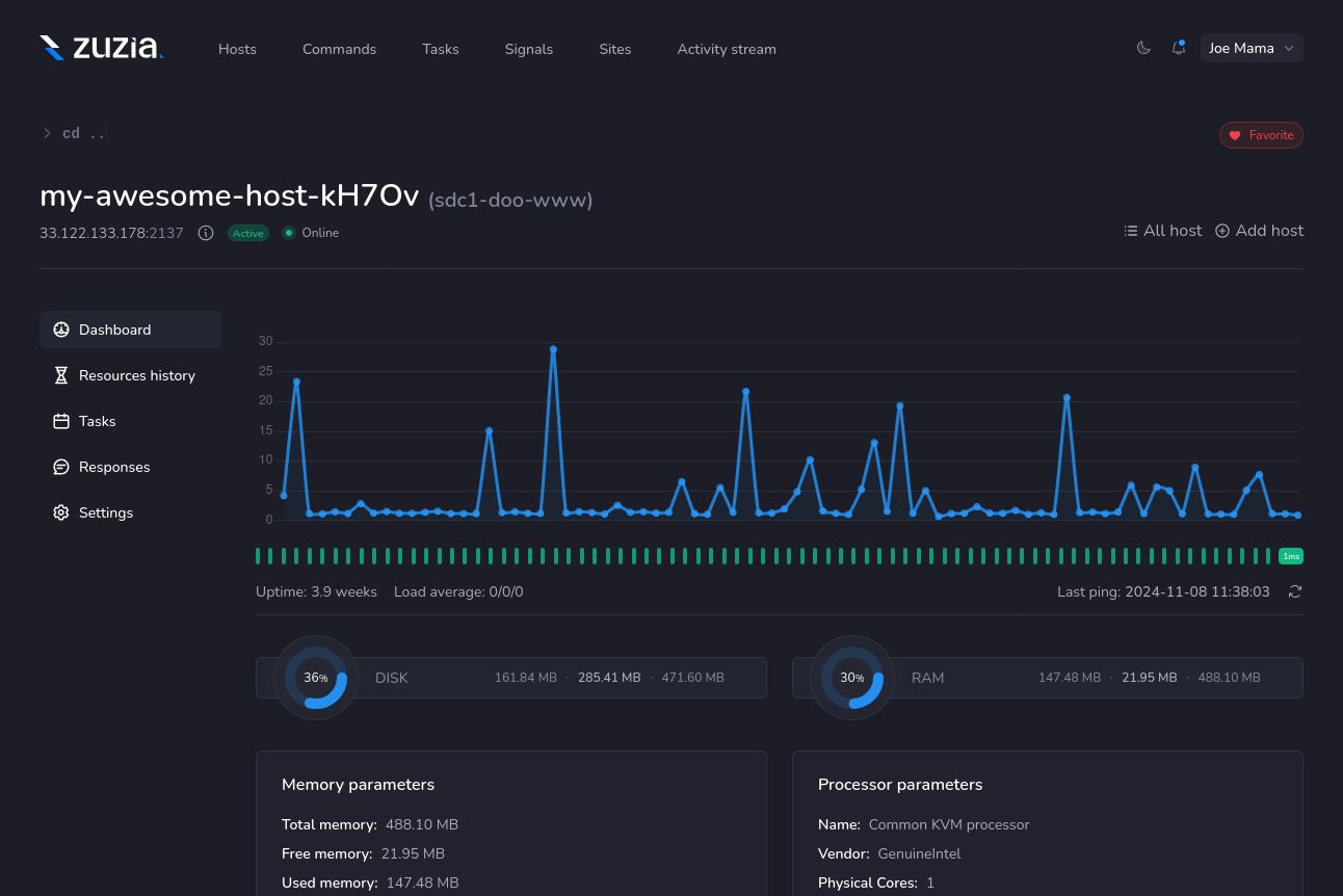Server and website monitoring dashboard screenshot